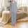 Women's Hand-Printed Periwinkle Botanical Block Print Organic Cotton Sleep Set Satin Pajamas Set - 2