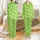 Women's Luxury Faux Silk Pajama Set: Whimsical Bee Print & Chartreuse Green Loungewear Satin Pajamas Set - 1