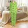 Women's Luxury Faux Silk Pajama Set: Whimsical Bee Print & Chartreuse Green Loungewear Satin Pajamas Set - 2