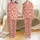 Bridesmaid Muted Salmon Pink Hand Block Print Rustic Stripe Heart Cotton Pajama Set Satin Pajamas Set - 1