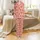 Bridesmaid Muted Salmon Pink Hand Block Print Rustic Stripe Heart Cotton Pajama Set Satin Pajamas Set - 2