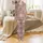 Cozy Bear Lover: Dusty Rose Taupe Whimsical Cartoon Bear Paw Print Comfort Wear Satin Pajamas Set - 2