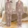 Cozy Bear Lover: Dusty Rose Taupe Whimsical Cartoon Bear Paw Print Comfort Wear Satin Pajamas Set - 1