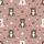 Cozy Bear Lover: Dusty Rose Taupe Whimsical Cartoon Bear Paw Print Comfort Wear Satin Pajamas Set - 4