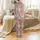 Cozy Bear Lover: Dusty Rose Taupe Whimsical Cartoon Bear Paw Print Comfort Wear Satin Pajamas Set - 3