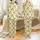 Bridesmaid White Silk Peignoir Pajama Set: Bird of Paradise & Delicate Lace Floral Print Satin Pajamas Set - 1