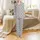 Modern Statement: Abstract Geometric Interlocking Pattern - Navy Grey Beige Wearable Design Kid Satin Pajamas Set - 2