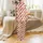Whimsical Holiday Design: Cream Candy Cane Stripe Reindeer Santa Gingerbread All-Over Print Satin Pajamas Set - 3