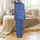 Art Deco Enthusiasts' Rich Royal Blue Elegant Abstract Geometric Seamless Pattern with White Fan Arch Motifs Satin Pajamas Set - 3