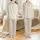 Women's Elegant Black Calligraphy Flourishes Swirling Lines Champagne Beige Pattern Satin Pajamas Set - 1