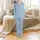 Elegant Monogram Style: Sky Blue Hand-Drawn Initial Pattern - Seamless Print Design Satin Pajamas Set - 2