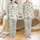 Vintage Tropical Christmas Design Pattern: Santa Flamingo Reindeer Beach Palm Toile Engraving Satin Pajamas Set - 1