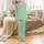 Women's Custom Monogram Seersucker Long Sleeve Set: Elegant Kelly Green Script Satin Pajamas Set - 2