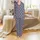 Women's Soft Cotton Pajamas: Dusty Blue Hand Block Print Rose Pink Indigo Floral Motif Satin Pajamas Set - 2