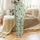 Toddler Two-Piece Bamboo Pajama: Whimsical Hand-Drawn Bumble Bees & Daisies Sage Green Design Satin Pajamas Set - 3