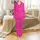 Women's Luxurious Luminous Magenta Fluffy Feather Pattern Hot Pink Fuchsia Pearl White Wrap Satin Pajamas Set - 2