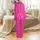 Women's Luxurious Luminous Magenta Fluffy Feather Pattern Hot Pink Fuchsia Pearl White Wrap Satin Pajamas Set - 3