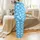 Cloud Dreamer's Azure Sky Cumulus Pattern Loose-Fit Polyester Pajamas Satin Pajamas Set - 3