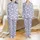 Whimsical Soul's Dreamy Pastel Lavender Sky with Smiling Clouds, Stars & Crescent Moons Design Satin Pajamas Set - 1