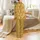 Bridal Party Golden Monogram Satin Sleep Ensemble: Serif Initial Letter Pattern Satin Pajamas Set - 3