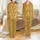 Bridal Party Golden Monogram Satin Sleep Ensemble: Serif Initial Letter Pattern Satin Pajamas Set - 1