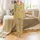 Nature-Inspired Whimsical Bunny Floral Dot Motif in Mustard Yellow, Muted Grey, Red, White, Green – Apparel Design Satin Pajamas Set - 2