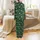 Custom Family Couple Dog Matching Pajamas: Green Plaid Deer Snowflake Monogram Long Sleeve Set Satin Pajamas Set - 3