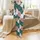 Elegant Botanical Swirl Pattern: Emerald Green, Rose Pink, White Line Art Satin Pajamas Set - 2