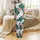 Elegant Botanical Swirl Pattern: Emerald Green, Rose Pink, White Line Art Satin Pajamas Set - 3