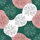 Elegant Botanical Swirl Pattern: Emerald Green, Rose Pink, White Line Art Satin Pajamas Set - 4