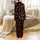 Women's DIY Cozy Pajama Sewing Pattern: Illustrative Red Rose Floral Black Background Design Satin Pajamas Set - 3