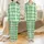 Women's Green Cream Geometric Plaid Linen Long Sleeve Loungewear Set Satin Pajamas Set - 1