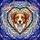 Dog Lovers' Vibrant Tiffany-Style Stained Glass Smiling Brown & White Dog Heart Border Pastel Wing Mosaic Art Stained Glass Suncatcher - 5