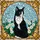 Cat Lovers' Emerald Tuxedo Cat Stained Glass Floral Mosaic Jewel Tone Pattern Stained Glass Suncatcher - 5