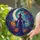 Mystical Art Enthusiasts' Tiffany Stained Glass Witch Mosaic: Radiant Orange Purple Glowing Lanterns Celestial Night Sky Stained Glass Suncatcher - 2