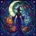 Mystical Art Enthusiasts' Tiffany Stained Glass Witch Mosaic: Radiant Orange Purple Glowing Lanterns Celestial Night Sky Stained Glass Suncatcher - 5