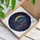 Celestial Fantasy Enthusiasts' Tiffany Stained Glass Witch on Crescent Moon, Cosmic Blue Purple Gold Teal Stained Glass Suncatcher - 3