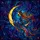 Celestial Fantasy Enthusiasts' Tiffany Stained Glass Witch on Crescent Moon, Cosmic Blue Purple Gold Teal Stained Glass Suncatcher - 5