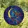 Celestial Fantasy Enthusiasts' Tiffany Stained Glass Witch on Crescent Moon, Cosmic Blue Purple Gold Teal Stained Glass Suncatcher - 1