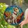 Jack Russell Dog Lovers' Vibrant Stained Glass Mosaic Art Teal Sapphire Ruby Orange Stained Glass Suncatcher - 2