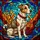 Jack Russell Dog Lovers' Vibrant Stained Glass Mosaic Art Teal Sapphire Ruby Orange Stained Glass Suncatcher - 5