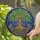 Celtic Art Enthusiasts' Vibrant Stained Glass Tree of Life Golden Amber Green Sapphire Cosmic Knot Mosaic Stained Glass Suncatcher - lTAglq2unb