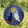 Fantasy Art Lovers' Tiffany Stained Glass Black Cat Ghost Starburst Sapphire Blue Emerald Green Mosaic Stained Glass Suncatcher - 1