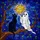 Fantasy Art Lovers' Tiffany Stained Glass Black Cat Ghost Starburst Sapphire Blue Emerald Green Mosaic Stained Glass Suncatcher - 5