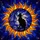 Cat Lovers' Tiffany Stained Glass Black Cat Celestial Cosmic Moon Sun Rays Deep Blue Purple Orange Stained Glass Suncatcher - 5