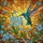 Nature Lovers' Iridescent Blue-Green Hummingbird Stained Glass Forget-Me-Not Golden Mosaic Pattern Stained Glass Suncatcher - 5