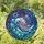 Celestial Ocean Enthusiasts Jewel Tone Stained Glass Crescent Moon Wave Cosmic Nebula Starburst Mosaic Pattern Stained Glass Suncatcher - 1