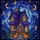Spooky Season Fans' Intricate Stained Glass Whimsical Witch House Purple Blue Orange Night Sky Mosaic Stained Glass Suncatcher - 5