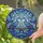 Romantics' Intricate Stained Glass Cobalt Blue Lovebirds Floral Amber Mosaic Design Stained Glass Suncatcher - 2