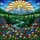 Nature Lovers' Vibrant Tiffany Stained Glass Mountain Peaks Wildflower Mosaic Jewel Tones Stained Glass Suncatcher - 5